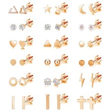 Elegant 18 Pairs of Hypoallergenic Stainless Steel Stud Earrings Set for Women