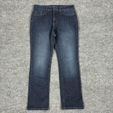 NYDJ Marilyn Straight Jeans Womens Size 8P Dark Wash Lift Tuck Stretch Denim
