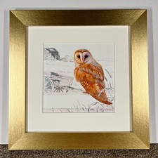 Barn Owl Picture Framed Art Print by Pollyanna Pickering 10" x 10"