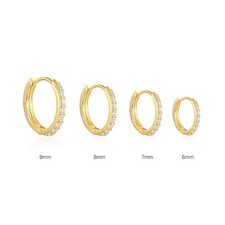 Huggie Hoop Earrings 925 Sterling Silver Simulated Zirconia Gold Women Jewelry