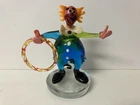 Vintage Murano Italy Art Glass Clown Figurine Multicolor Clown w/ Hoola Hoop