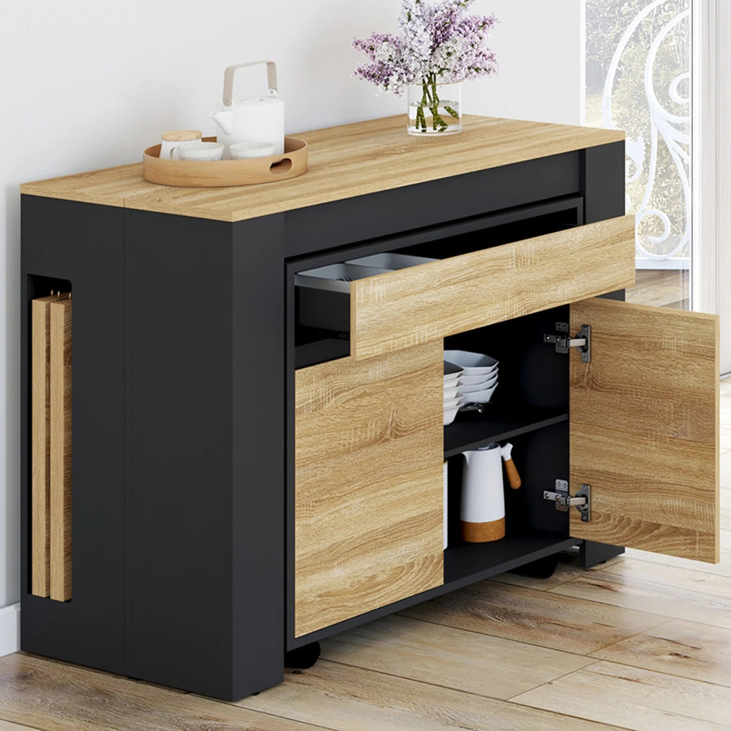Table console extensible ORLANDO 235 cm, la solution gain de place 10 places