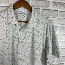 Mizzen + Main Primary White Cactus AOP Performance Golf Polo Mens Large Stretch
