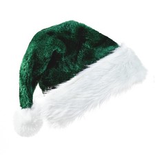 Velvet Santa Hat For Adults Plush Christmas New Year Party Supplies Red