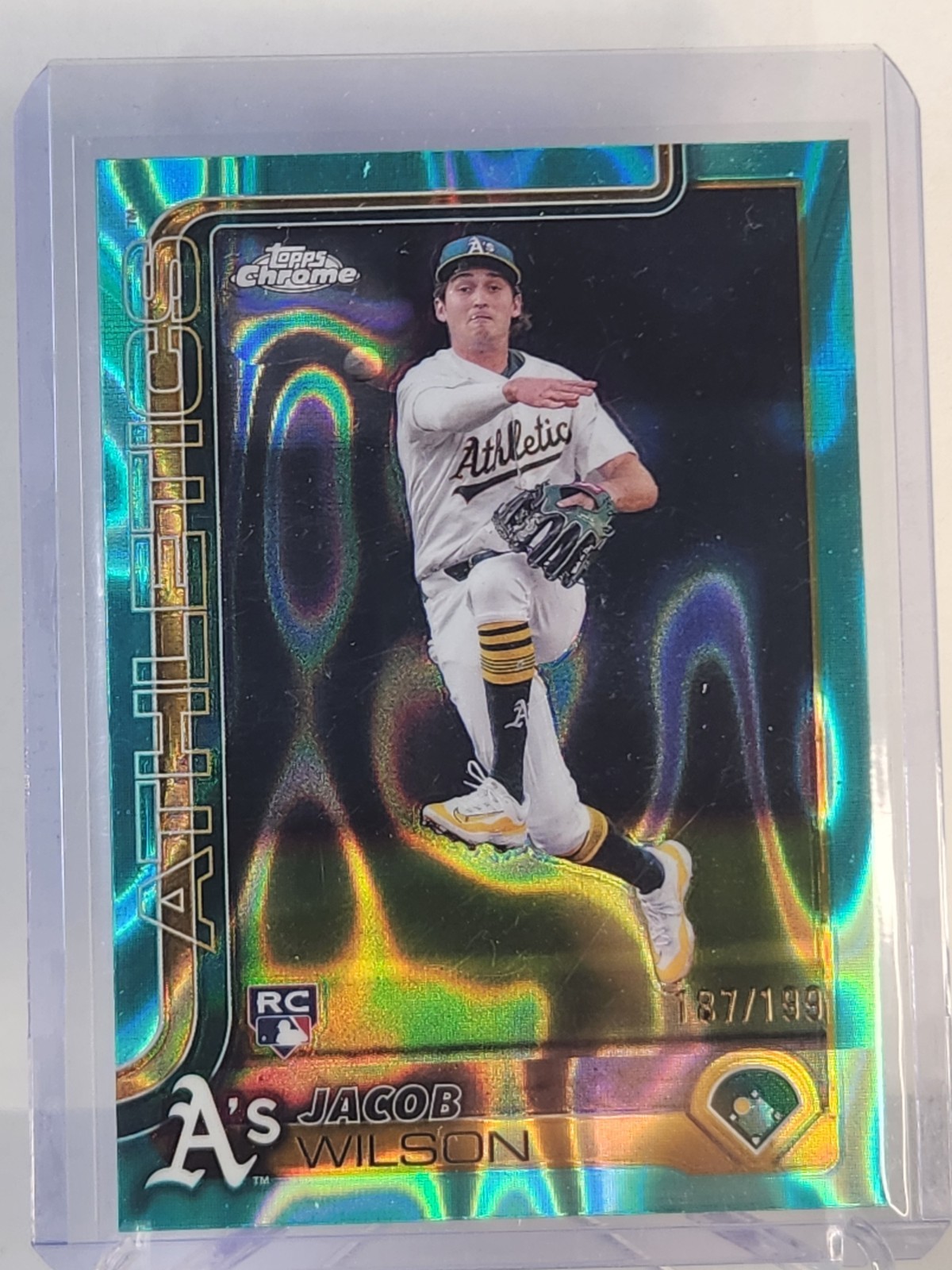 2025 Topps Chrome - Jacob Wilson #96 Aqua Lava Refractor (RC) 187/199 Athletics