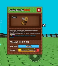 Rainbow queen bee Grow A Garden Fast Delivery 1min Cooldown