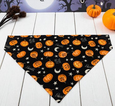 Halloween Dog Bandana Stars Moon OVER THE COLLAR Slide on Scarf Bandanas