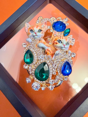 Katzen Cat Kitty Brosche Pin Anstecket Schmuck Fashion Mode rar Blogger Style