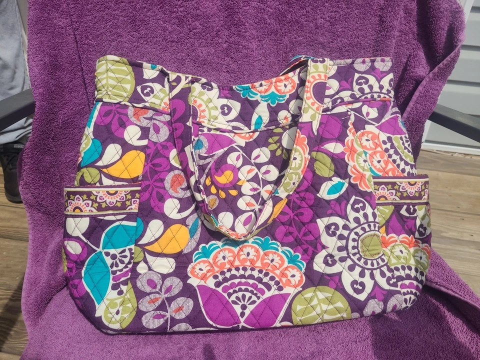 Vera Bradley NWOT Plum Crazy Pleated Tote - Image 3 of 4
