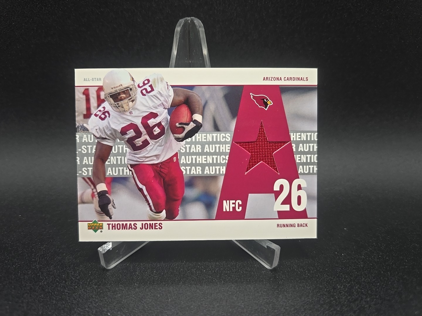 2002 Upper Deck Thomas Jones Game-used Jersey Football Card #AA-TJ  UD Cardinals view 3