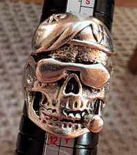 Silver Plated Skull Biker Statement Cocktail Ring Size V Silver Tone (size w)