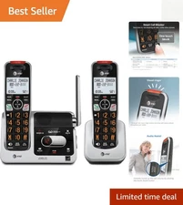 2-Handset DECT 6.0 Cordless Phone with Digital Answering & Caller ID Announcer