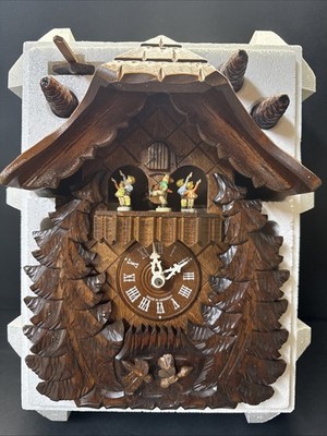 Vintage 90s M.I. Hummel and Danbury Mint Bavarian Cuckoo  Clock Black Forest