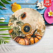 1pc 2D 2D Flat, 1pc Rustic Autumn Harvest Sunflower and Pumpkin Aluminum Wall Si