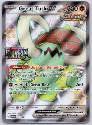 Great Tusk ex Paldean Fates Stamped SVP 072 (NM) - Black Star Promo Pokemon TCG
