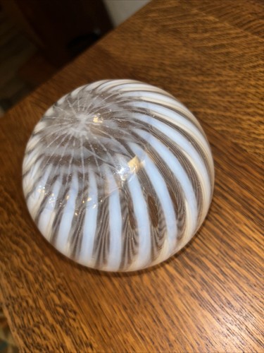 Antique Opalescent Swirl Globe Victorian Glass Fixture Lamp Shade - Picture 5 of 9