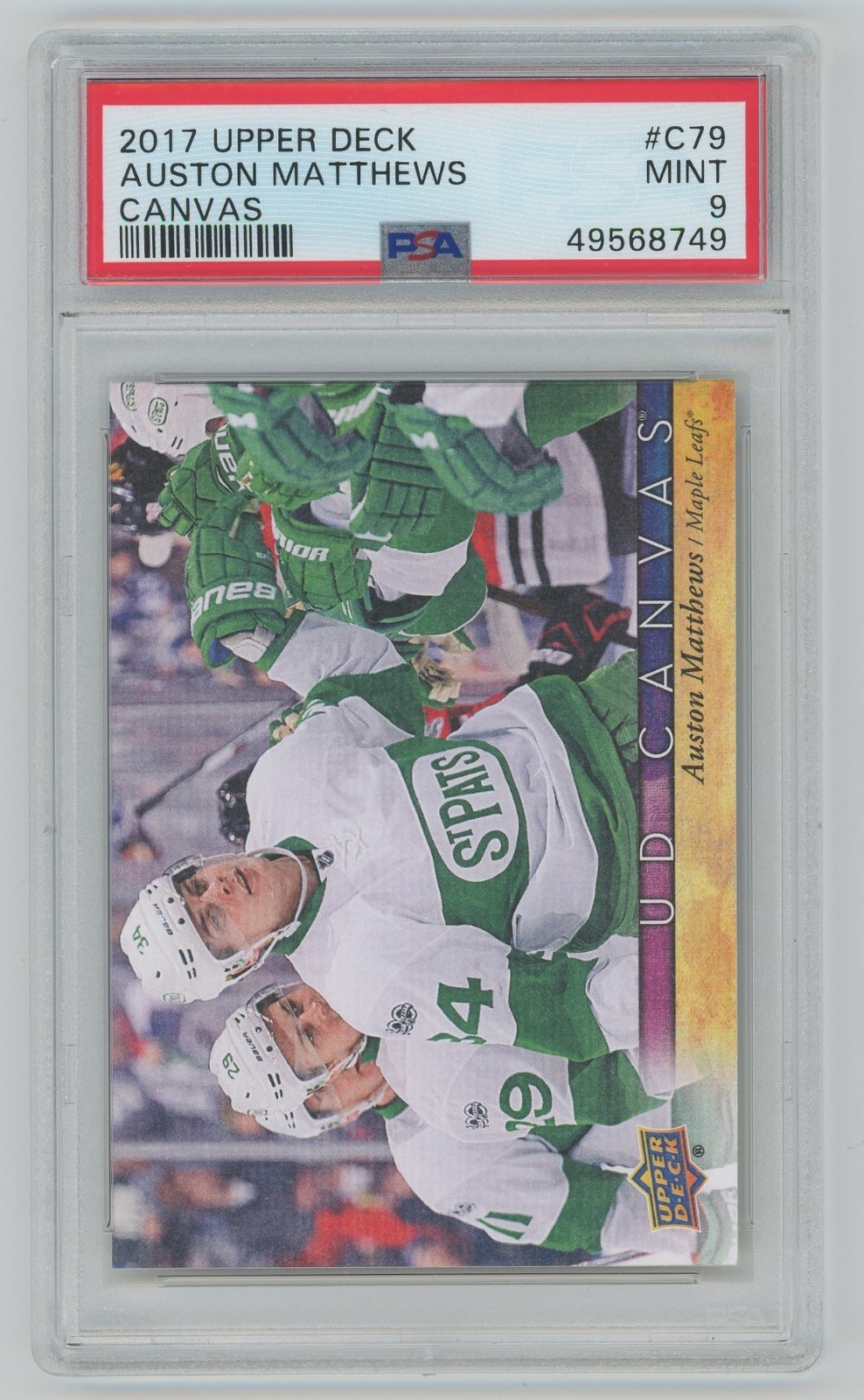 2017 Upper Deck Canvas Auston Matthews #C79 Toronto Maple Leafs PSA 9 Mint view 1