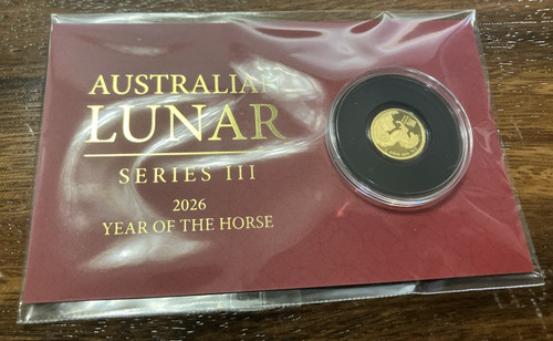 2026 Australia 1/2 Gram Gold Lunar Horse PF In card (Series III) Perth Mint NEW