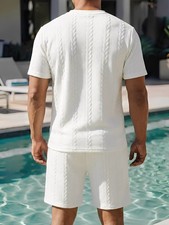 Mens Tracksuit 2-Piece Set Short Sleeve T Shirt Shorts Sweatsuit Outfit Set