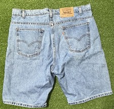 Vintage 90s Levis 505 Light Wash Denim Shorts Mens 38 Made In USA Orange Tab