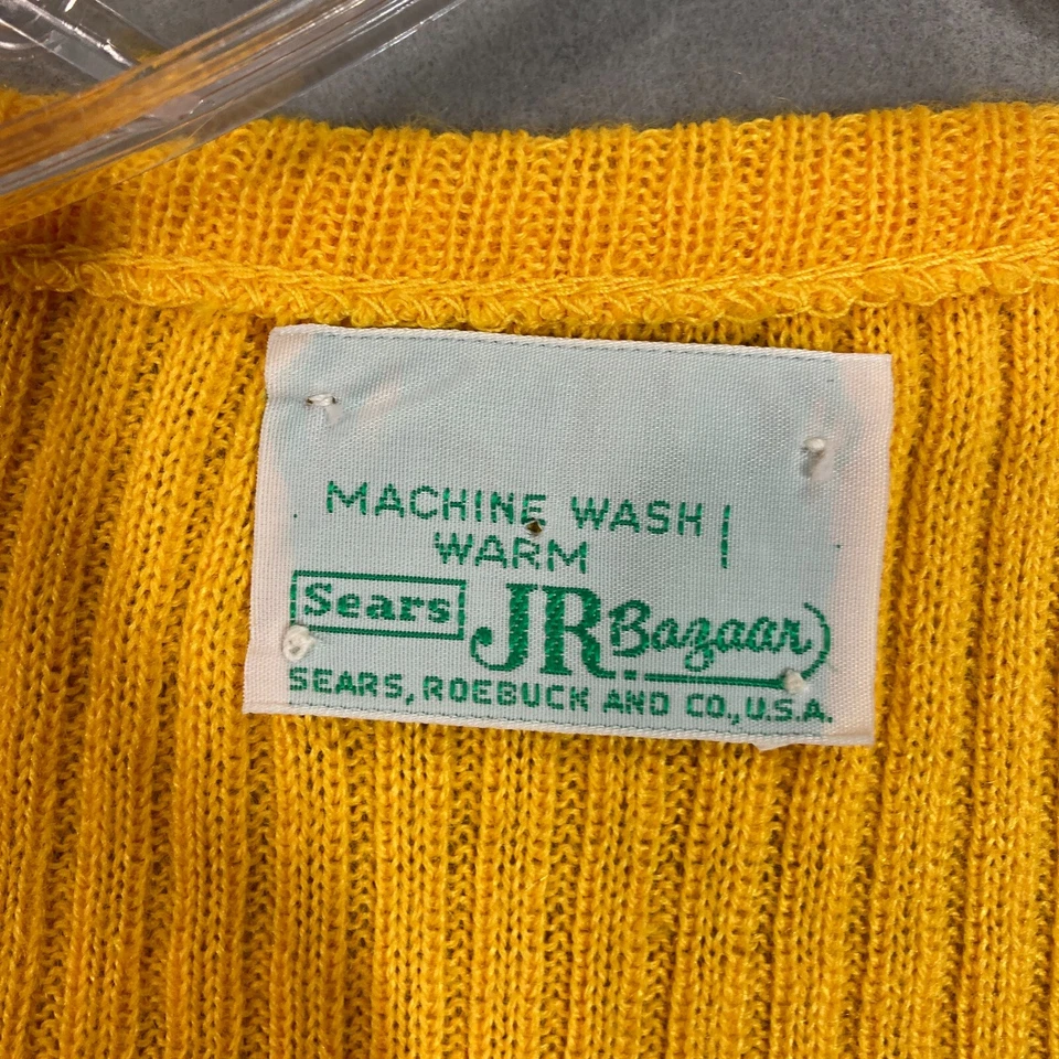 VTG Sears Jr Bazaar Scoop Neck Sweater 70s Womens XS/S Mustard Yellow NWOT S/S - Image 2 of 4