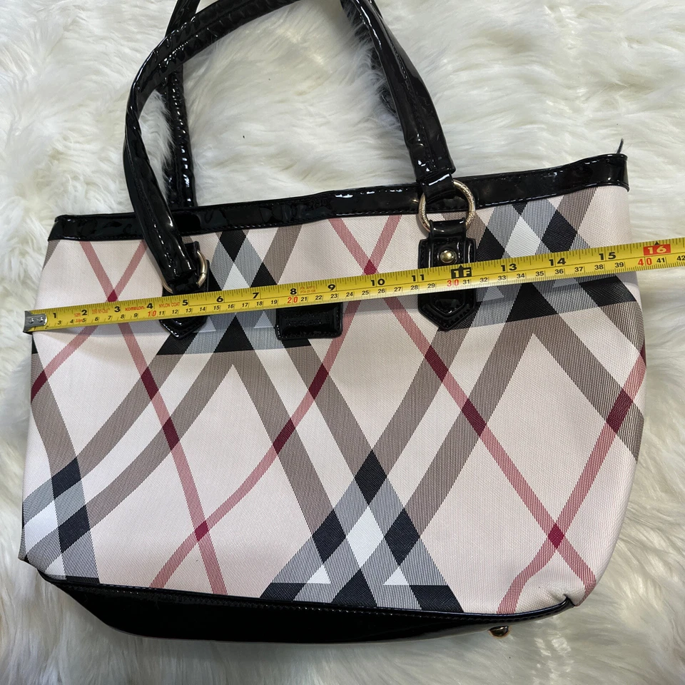 Feral Cat Purse Black Multicolor Pattern Straps Plaid Shoulder Bag - Image 4 of 4