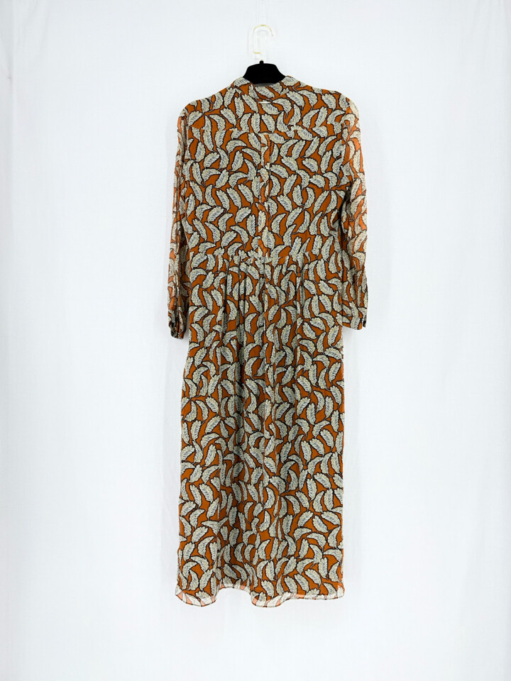 【関税&送料込】Burberry Long Dress BURBERRY Brown Multicolor Leaf Silk Size US10 Midi Dress | eBay