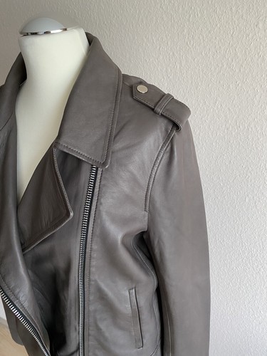 OUI Lederjacke Gr. 40 L Ouiset SET Leder Biker dunkelgrau Bikerjacke NEU - Bild 4 von 5