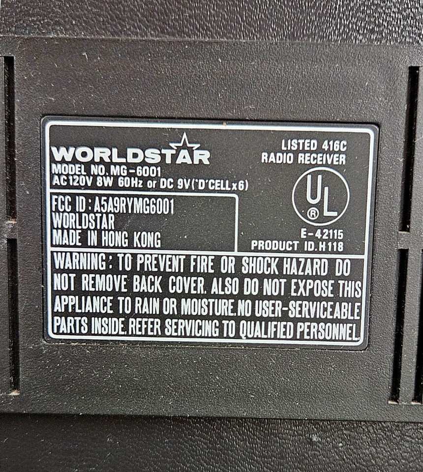Vintage Worldstar MG6001 MultiBand Radio Receiver AM/FM/CB/TV/SW/PB