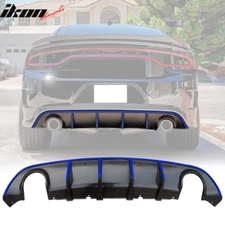 Fit 15-23 Dodge Charger SRT V3 Style Rear Bumper Diffuser W/Blue Reflective Tape