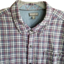 Toad & Co Mens 2XL Shirt Airlift Slim Fit Organic Red Blue Plaid Short Sleeve