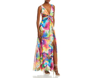 peach dresses Six Stories One-Shoulder Ruched Satin Maxi Dress