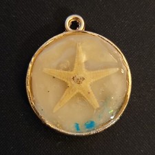 REAL Starfish in Clear Resin Charm Necklace Pendant