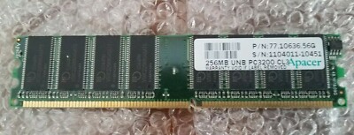 Apacer 256MB - PC3200 - 400MHz - 184 Pin - DDR DIMM , Part # 77.10636.56G