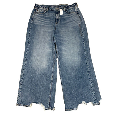 American Eagle Baggy Wide Leg Jeans Super High Rise Dreamy Drape Denim Size 20
