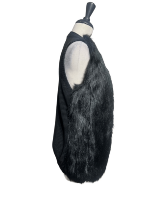 Sebby Collection Black Faux Fur Vest Size Small Petite