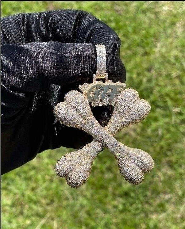 Estilo Único 2 Ct 100% Moissanita Para Hombre Personalizar Hueso Letra Colgante Plata 925 Foto 2 de 4