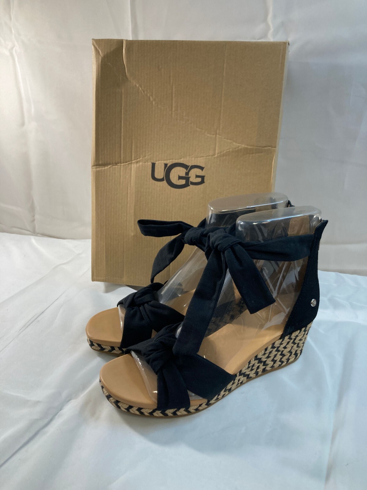 Ugg Womens Yarrow Suede Canvas Wedge Sandals, Women's, Size: 9, Black