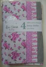 Bon Domir Baby 4 Pack Pink Gray Floral Dot Stripe Little Sweetheart Burp Cloths