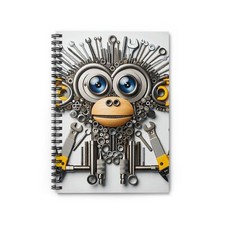 Spiral Notebook Ruled Line Monkey Constructed of Tools Design 9, Gift