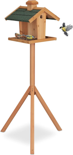 Relaxdays Free-Standing Bird Table Birdhouse with Feeder HxWxD: 137x68x55 cm