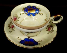 Vintage Royal Sealy Cherry Blossom & Medallion Footed Cup & Saucer Japan mAAD