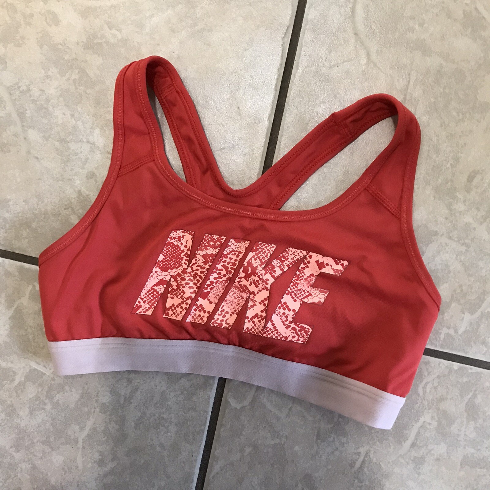Nike Sports Bra Size Small Preowned Dri-Fit Orange / Red Racerback-image