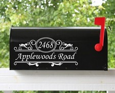 Set of 2 - 11" x 5" Custom Mailbox Decals Sticker Street Numbers, Many Fonts 11