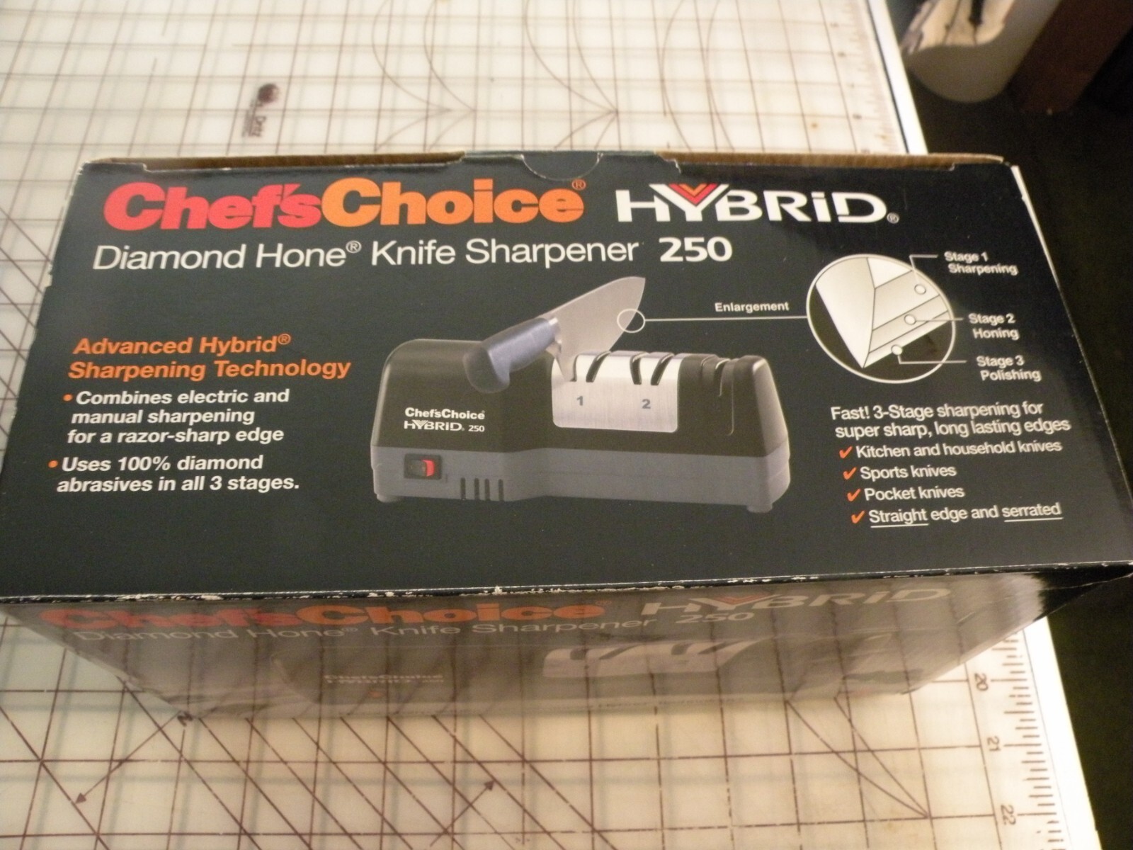 Chefs Choice Hybrid Model 250 Electric Knife Sharpener Black IN BOX
