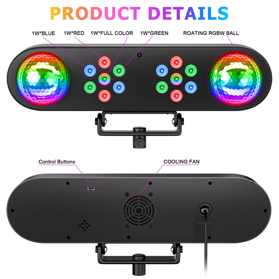 DJ Lights with Stand, 4in1 Party Bar Club Light Set with Rotating Ball New - Image 3 of 4