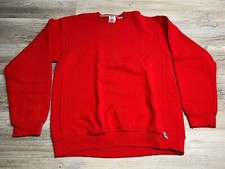 Vintage Y2K Russell Ath Sweatshirt Adult L youth XL Blank Red USA Made Sweater