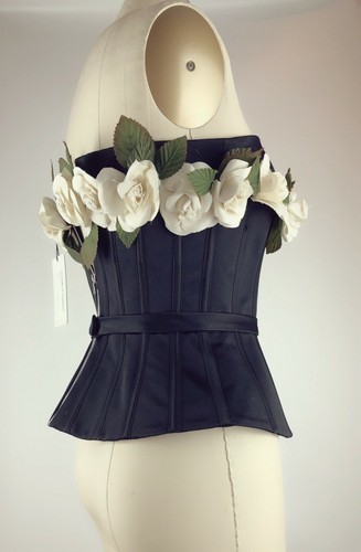 Elizabeth Kennedy Corset Top With Flowers Black Size2 - Picture 7 of 12