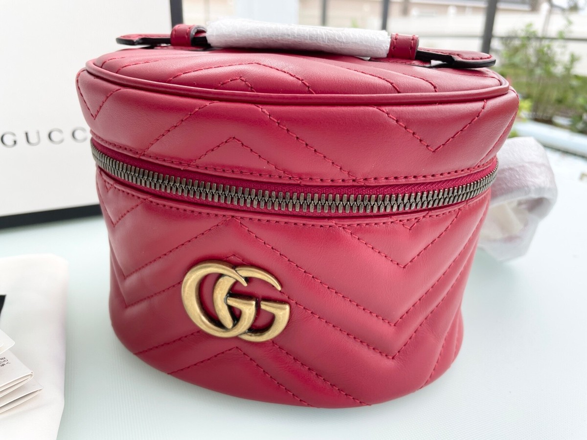 GUCCI Bag Quilting Bag Pack Backpack Mini GG Marmont Leather 
