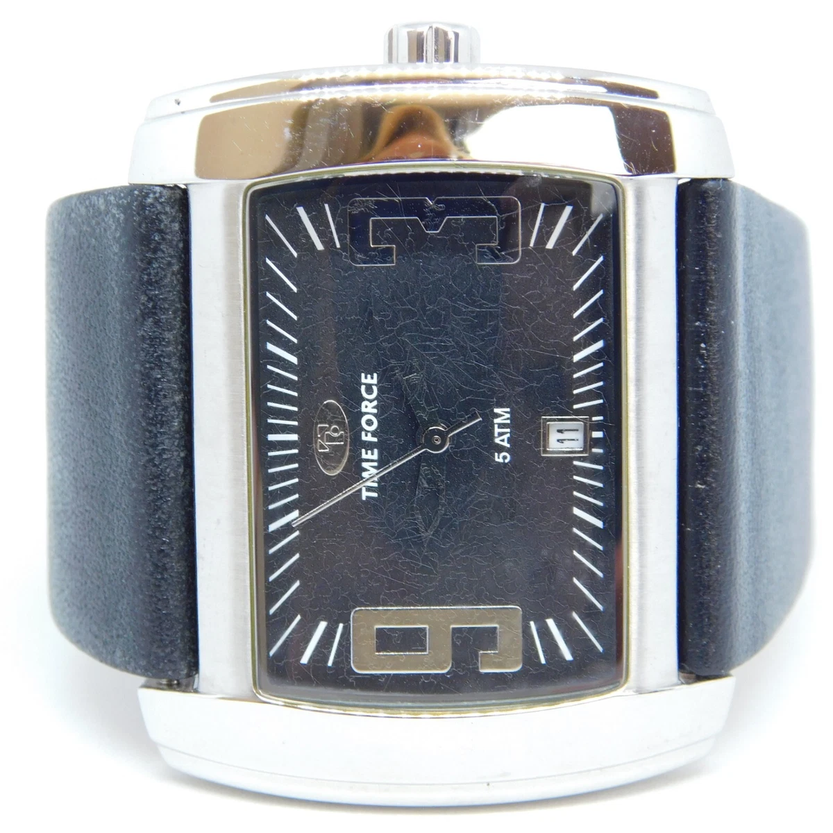 TIME FORCE 2628J Genuine Leather Quartz Analog Unisex Watch New Battery